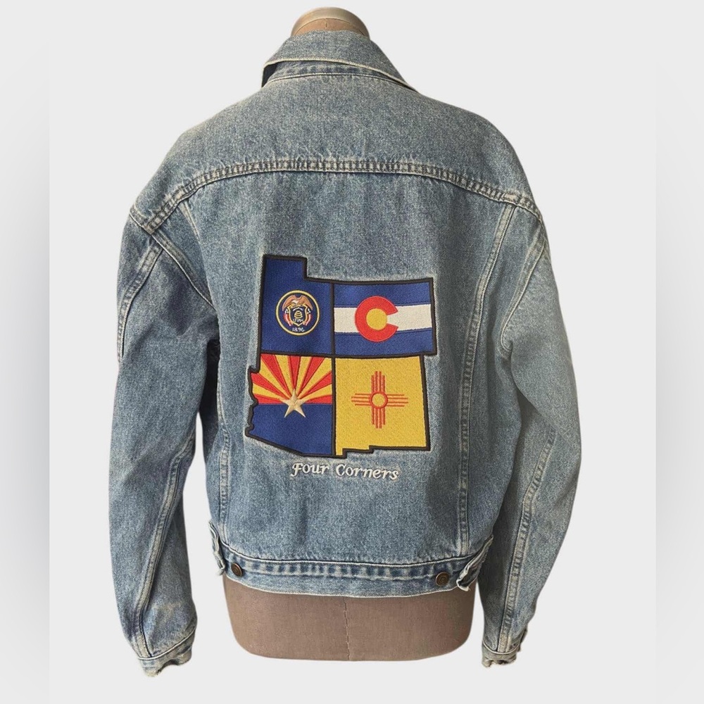 Vintage 90s IMUS Denim Jacket with Four Corners Embroidery Patch